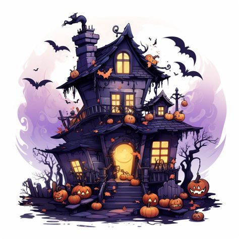 Haunted House Concept Art, House Drawing Aesthetic, Halloween Haunted House Drawing, Spooky House Drawing, Halloween Concept Art, House Png Images, Haunted House Aesthetic, Cute Haunted House, Halloween Haunted House Diy