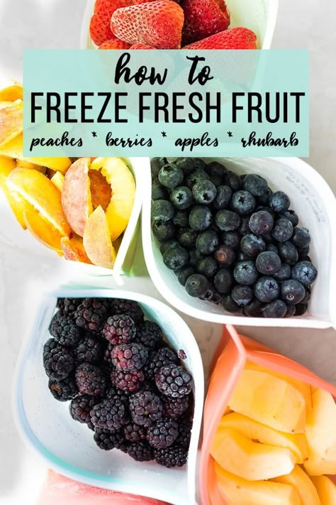 Fruit Freezing Guide- How to Freeze Fresh Fruit; open bags of frozen fruit Freezing Food Guide, Freeze Fruit, Freeze Vegetables, Freezer Ideas, Freeze Food, Freezer Prep, Freezing Fruit, Freezing Vegetables, Freezer Meal Planning