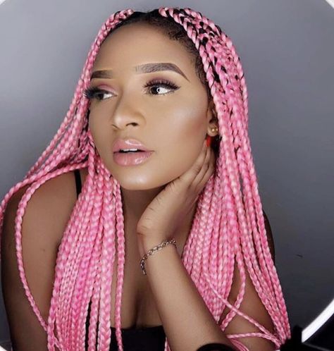 Pink Box Braids, Pink Braids, Trendy We Fryzurach, Cute Box Braids, Medium Box Braids, Blonde Box Braids, Short Box Braids, Long Box Braids, Braided Ponytail Hairstyles