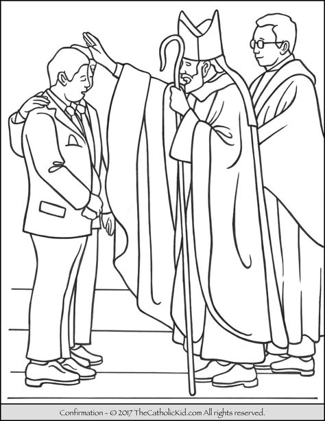 Sacrament of Confirmation Coloring Page. Catholic Coloring Pages, Sacrament Of Confirmation, 7 Sacraments, Lds Coloring Pages, Seven Sacraments, Catholic Sacraments, Catholic Confirmation, Saint Coloring, Eiffel Tower Photography