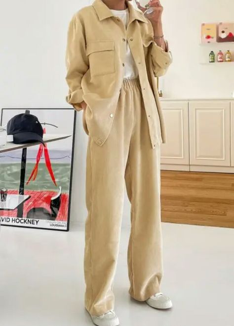 Corduroy Pockets Cargo Shacket And Pants Set - Light Coffee L US$35.99 Flat Pattern, Anime Kimono, Orange Tops, Cargo Pants Outfit, Plus Swimwear, Matching Swimwear, Hot Jeans, Daily Style, Plaid Jacket