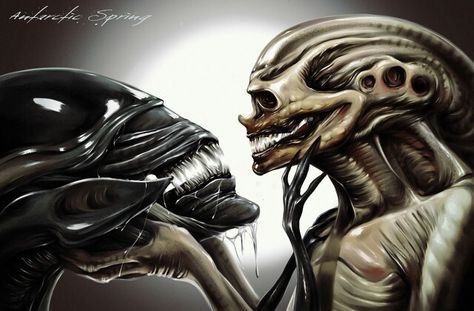 The Genetic queen and the alien newborn Alien Resurrection, Giger Alien, Giger Art, Alien 2, Predator Movie, Alien Queen, Aliens Movie, The Boogeyman, Alien Vs Predator