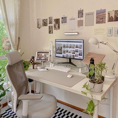 Cozy Home Office, Desk Inspiration, White Desk, Dekorasi Kamar Tidur, Office Room Decor, Study Room Decor, Style Deco, Home Office Setup, Home Office Space