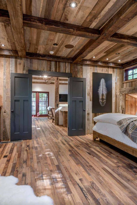 Immerse yourself in the cozy ambiance created by wooden textures, exposed beams, and stone accents. Let these examples inspire you to infuse your home with the inviting charm of log cabin living. 🏡🌲 #LogCabinDecor #RusticLiving #WoodenTextures #CabinInteriors #HomeInspiration #CozySpaces #NatureInspired #TimelessDesign #CountryRetreat #RusticCharm Interior design modern home christmas decor holiday decor holiday ideas holiday diy elff on the shelf ideas chrismas recipies christmas diy nails Luxury Mountain Bedroom, Cabin With Large Windows, Cabin Renovation Ideas, Cabin Interiors Rustic Decorating Ideas, Cabin Wall Ideas, Mountain House Living Room, Apartment Ceiling, Log Cabins Interiors, Cabin Ceiling