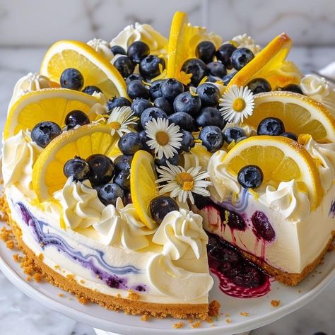 Optimal Recipes, Layer Cheesecake, Fruit Cheesecake, Lemon Blueberry Cheesecake, Blueberry Cheesecake, Lemon Blueberry, Cafe Food, Summer Desserts, Cheesecake Recipes