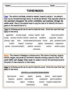 Tone vs. Mood: very simple but to the point Tone Vs Mood, Tone And Mood, Context Clues Worksheets, Tutoring Ideas, Tone Words, Adjective Worksheet, School 2021, Poetry Unit, 6th Grade Reading