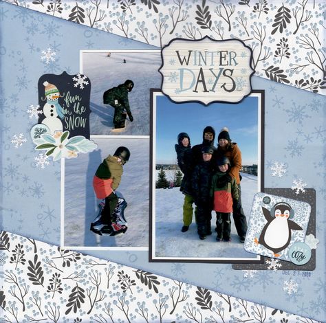 Winter Days - Scrapbook.com Snow Day Scrapbook Layouts, Scrapbook Winter Ideas, Winter Scrapbook Ideas, Winter Scrapbook Layouts, Winter Scrapbooking, Winter Scrapbook, Scrapbook Design Layout, Scrapbook Design, Winter Family