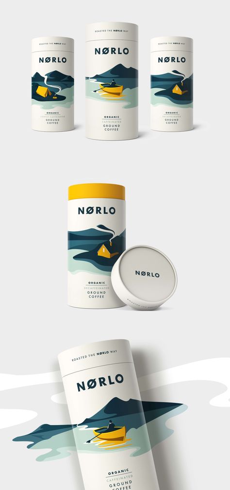 Design Happy - Norlo Coffee Designed by Design Happy – Taking inspiration from the clean, minimalist Scandinavian style, we created a range of bespoke illustration vistas that re-imagined the traditional coffee language while staying true to the spirit of the brand of being a lighter more flavoursome roast. – #coffee #packagingdesign Clean Style Graphic Design, Nordic Packaging Design, Scandinavian Graphic Design Inspiration, Nordic Branding Design, Scandinavian Product Design, Nordic Design Graphic, Scandinavian Packaging Design, Scandinavian Branding Design, Scandinavian Graphic Design Branding