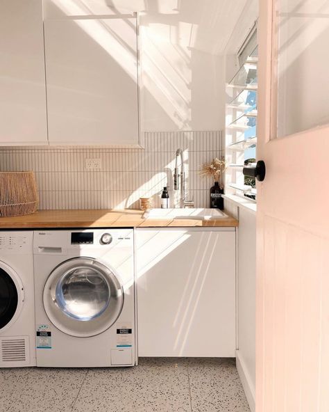 Terrazzo Laundry, Joinery Details, Old Bar, Laundry Mud Room, Kit Kat, Laundry Room Design, White Tiles, Create Space, Beautiful Space