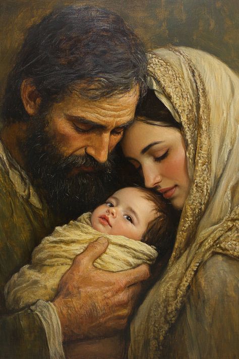 The Holy Family by Tedosaur on Deviant Art Holy Family Images, Holy Family Painting, Baby Jesus Wallpaper, Holy Family Art, Joseph And Mary, Orthodox Catholic, Salve Regina, Holy Art, Mary And Joseph