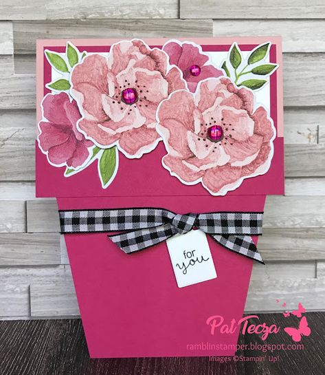 Flower Pot Cards, Flower Pot Card, Cards Tutorial, White Flower Pot, Tulips Card, Card Making Videos, Bubble Stickers, Card Folds, Vintage Scrapbook