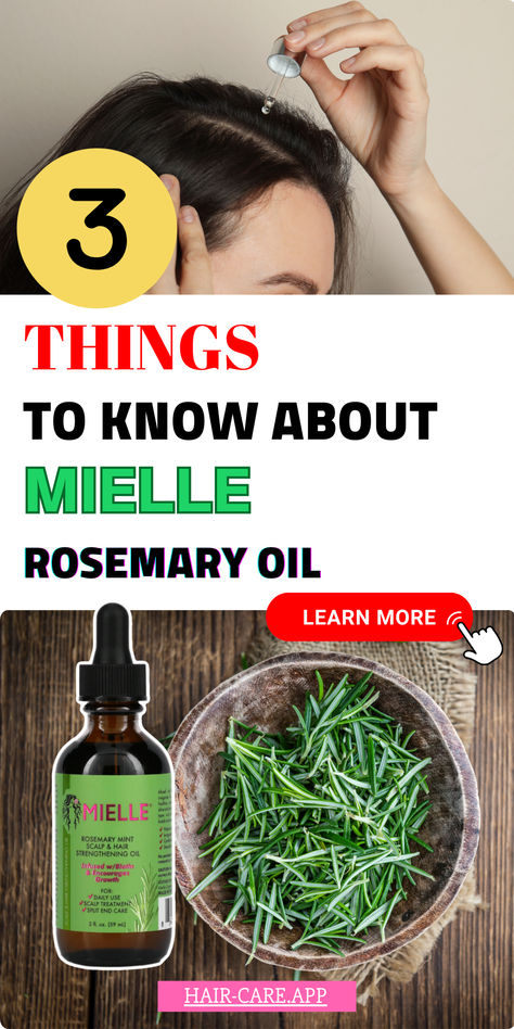 This pin features 3 beauty tips on how to use Mielle Rosemary Oil for hair growth. Although everyone has been raving about this hair product for several years, there're some things you should know about this beauty product before you add it to your shopping list. This hair treatment is pretty universal and can be used for any hair type. Whether you have textured curly hair or your hair is straight, you can grow long healthy hair with this cheap but effective hair remedy Miele Hair Oil, Diy Mielle Hair Oil, Miele Rosemary Oil, How To Use Hair Oil For Hair Growth, Best Rosemary Oil For Hair Growth, Using Rosemary Oil For Hair Growth, Mielle Rosemary Mint Oil Hair Growth, How To Use Mielle Rosemary Mint Oil, Rosemary Mint Hair Growth Spray