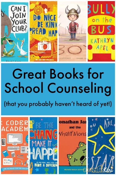 Usborne books for school counseling: A list of great titles about feelings, managing worry, fitting in, believing in yourself, and more! School Counseling Books, Books For School, Counselor Keri, School Counsellor, School Counseling Office, Guidance Counseling, Elementary School Counselor, School Counseling Lessons, Counseling Lessons