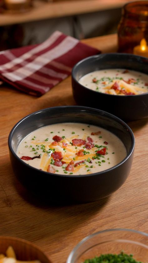 Bacon And Potato Soup, Loaded Baked Potato Soup Recipe, Baked Potato Soup Recipe, Gold Potatoes, Loaded Baked Potato, Loaded Baked Potato Soup, Baked Potato Soup, Crowd Pleasing Recipes, Yukon Gold