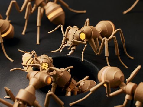 detail images of cardboard ants Cardboard Sculpture, Modern Crafts, Cotton Ball, Sci Fi Art, Creative Process, Ants, Amazing Art, The Ordinary, Paper Art