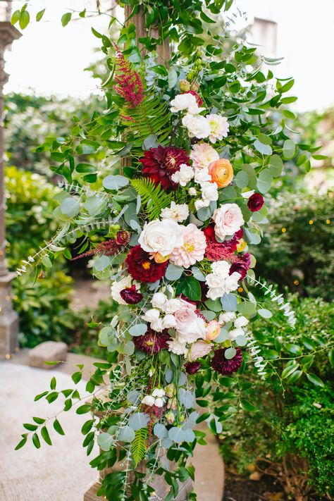 Burgundy, peach, champagne, and white ceremony flowers. Fall ceremony flowers. Fall wedding flowers. Photo by Jessica Hendrix Photography https://jessicahendrix.com/. Flowers by Robertson's Flowers & Events https://www.robertsonsflowers.com/. Venue Morris House Hotel https://www.morrishousehotel.com/ Fall Ceremony Flowers, White Ceremony Flowers, Fall Wedding Ceremony Flowers, White Ceremony, Alter Flowers, Fall Ceremony, Fall Wedding Ceremony, Flowers Photo, Wedding Ceremony Flowers