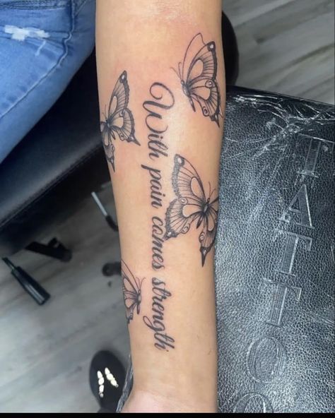 Inspirational Quotes Tattoos For Black Women, Simple Side Wrist Tattoo, Side Arm Tattoos For Women Butterfly, Simple Meaningful Tattoos For Women Arm, Woman Side Arm Tattoo, Small Tattoos On Forearm For Women, Music Quote Tattoos For Women, Cute Simple Arm Tattoos, Baddie Tattoos For Women