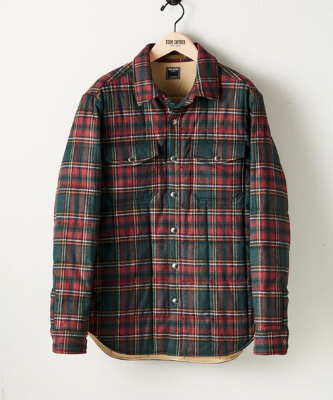 Italian Quilted Shirt Jacket in Wool Tartan - Todd Snyder Blackwatch Tartan, Quilted Shirt Jacket, Quilted Shirt, China Clothes, Todd Snyder, Wool Shirt, Button Jacket, Quilted Coat, Tailored Suits