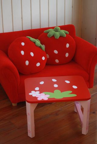 Strawberry table Strawberry Table, Picnic Style, Painted Table, Dark Pink, Side Table, Dining Room, Quick Saves, Home Decor, Home Décor