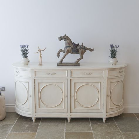 French Style Aged Dauphine Distressed Ivory Hand Carved Sideboard Curved Sideboard, Carved Sideboard, Style Sideboard, Ivory Colour, Sideboard Table, Dining Room Buffet, Buffet Sideboard, Styling A Buffet, Kitchen Sideboard