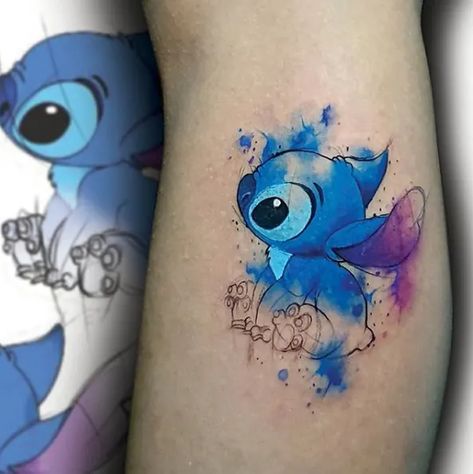 Ohana Tattoo Ideas, Disney Stitch Tattoo, Lilo And Stitch Tattoo, Ohana Tattoo, Stitch Tattoo, Family Tattoo, Watercolor Tattoos, Tatuaje A Color, Family Tattoos