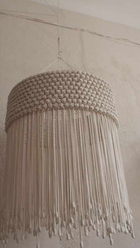 Diy Lampshade Makeover, Macrame Furniture, Macrame Lampshade, Macrame Light, Macrame Lamp Shade, Macrame Chandelier, Macrame Lamp, Macrame Swing, Lampshade Makeover