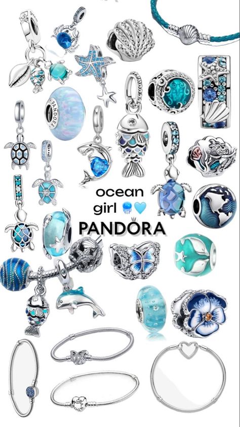 Pandora Bracelets Ideas, Pandora Charms Aesthetic, Pandora Bracelet Ideas, Pandora Bracelet Charms Ideas, Pandora Bracelet Designs, Pandora Jewelry Charms, Ocean Girl, Preppy Jewelry, Pandora Disney