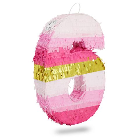 PRICES MAY VARY. Birthday Party Supplies: Impress your guests with a festive theme and fun party game at an upcoming kids birthday party with this pink number 6 pinata Easy To Fill: Easily fill the 6 pinata with fun and festive items such as small toys, candy, chocolate, or confetti (fillers not included) Reliable Quality: The interior of the small pinata is made of corrugated paper, while the exterior is decorated with pink and gold foil paper The Perfect Size: The kid's birthday pinata measure Number 6 Pinata, 6 Pinata, Girls 9th Birthday, 6th Birthday Girls, Birthday Pinata, Girls 3rd Birthday, Kids Birthday Party Decoration, Third Birthday Party, Gold Foil Paper