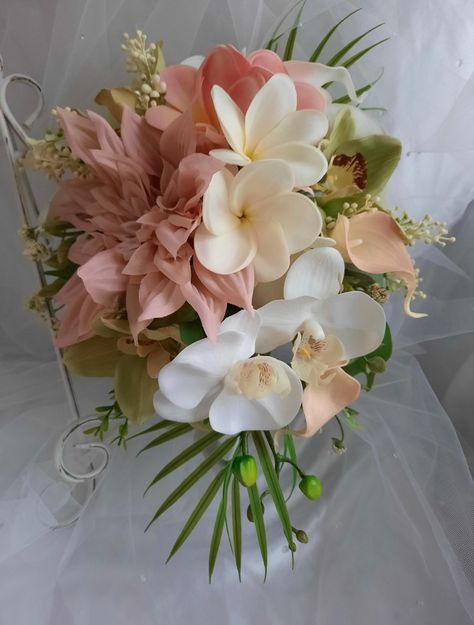 Plumeria Wedding, Frangipani Wedding, Plumeria Bouquet, Hibiscus Wedding, Orchids White, Tropical Bridal Bouquet, Beach Bouquet, Lilies White, Tropical Wedding Bouquets