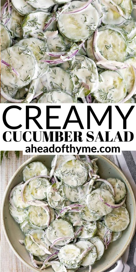 Recipe With Sour Cream, Salad Recipes Low Carb, Cucumber Dill Salad, Creamed Cucumbers, Salad Cream, Cucumber Salad Recipe, Creamy Cucumber Salad, Creamy Cucumbers, Sour Cream Recipes