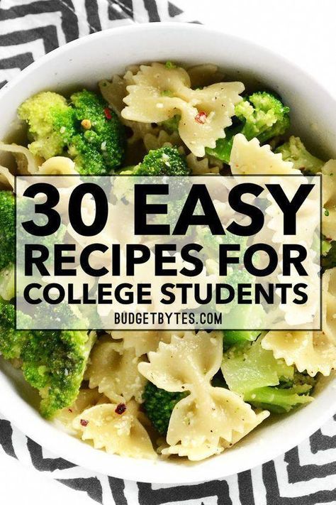 Easy Recipes For College Students, Recipes For College Students, Easy Meals For Two, Easy Recipes For Beginners, Student Recipes, College Meals, Easy Meals For Kids, Easy Dinners, On The Run