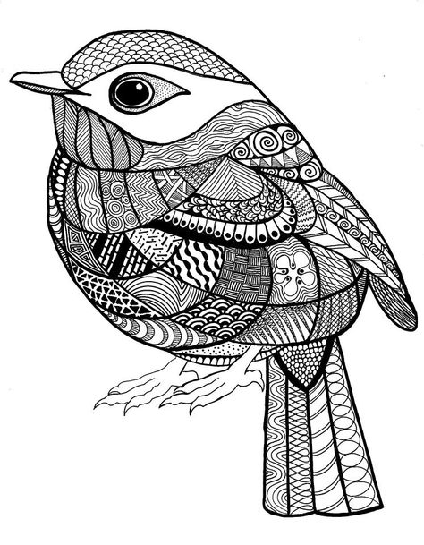 Bird Zentangle Art, Mandala Bird, Vignette Drawing Simple, Zentangle Birds, Zentangle Templates, Bird Mandala, Bird Doodle Art, Zentangle Animals Easy, Bird Line Art