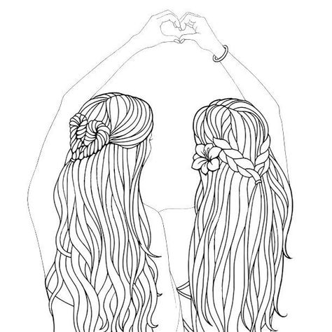 Two Besties Drawing, Tumblr Outline, Daughter Tattoo, Dream Photo, Filmy Vintage, Best Friend Drawings, Bff Drawings, Bff Birthday, Coloring Pages Inspirational