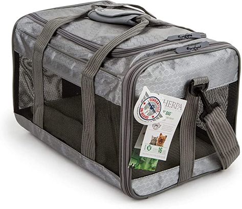 Amazon.com : Sherpa To Go Travel Pet Carrier, Airline Approved & Guaranteed On Board - Gray, Medium : Pet Supplies Airline Approved Pet Carrier, Pet Travel Carrier, Cat Carrier Bag, Travel Pet, Travel Carrier, Luggage Strap, Wild Bird Food, Cat Carrier, Service Animal