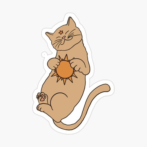 Cat And Sun Tattoo, Cat Sun Tattoo, Sun Cat Tattoo, Sun Sticker, Sun Tattoo Designs, Sun Painting, Redbubble Stickers, Sun Tattoo, Cat Graphic