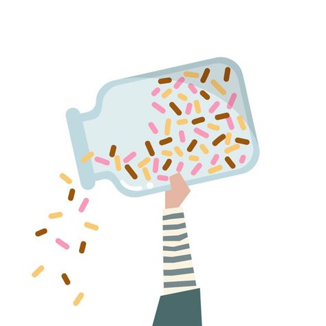 Illustration of a  hand holding a bottle... | Free Vector #Freepik #freevector #background #hand #cake #rainbow Sprinkle Illustration, Sprinkle Drawing, Sprinkles Drawing, Sprinkles Illustration, School Ipad, Cake Rainbow, Rainbow Sprinkle, Cupcake Illustration, Marshmallow Snowman