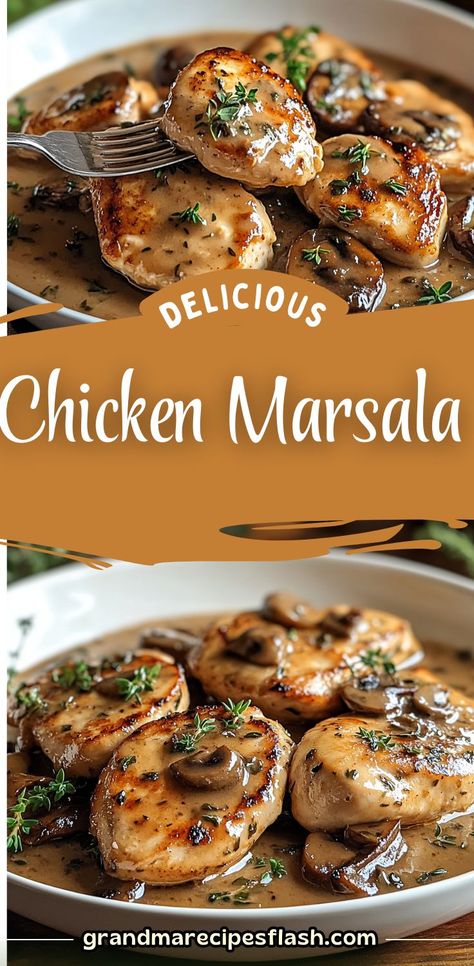 This classic Chicken Marsala recipe is a delicious, comforting dish featuring tender chicken breasts cooked in a flavorful mushroom and Marsala wine sauce. Perfect for a fancy dinner or a weeknight treat, it’s sure to become a family favorite! Pair with mashed potatoes, pasta, or steamed veggies for a complete meal Marcella Chicken Recipe, Best Chicken Marsala Recipe, Different Chicken Recipes, Chicken Marsala Recipe, Cottage Bakery, Marsala Recipe, Steamed Veggies, Marsala Chicken Recipes, Fancy Chickens