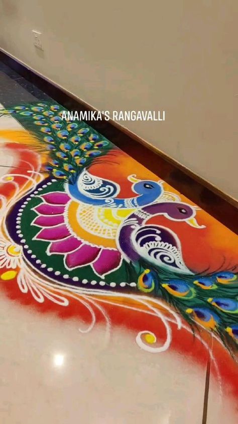 Welcome Rangoli, Poster Rangoli, Easy Rangoli Designs Videos, Very Easy Rangoli Designs, Peacock Rangoli, Rangoli Designs Photos, Rangoli Designs Simple Diwali, Easy Rangoli Designs Diwali, Rangoli Side Designs