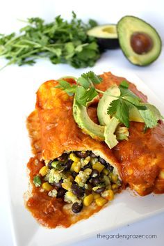 Wfpb Dinner, Healthy Enchiladas, Enchiladas Vegan, Avocado Enchiladas, Garden Grazer, Spinach Enchiladas, Bean Quinoa, Vegan Enchiladas, Vegetarian Enchiladas