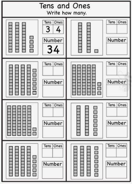 Count by Ones and by Tens Tens And Ones Worksheet Grade 1, Ones Tens Hundreds Chart, Tens And Ones Worksheet, Counting By Tens, Tens And Units, Teaching Math Strategies, Math Expressions, Homework Activities, Tenth Grade