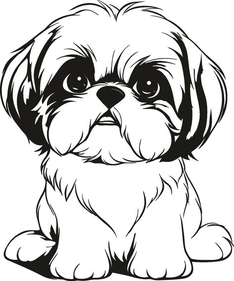 Shih Tzu Tattoo, Shih Tzu Cartoon, Female Shih Tzu, Small Dog Tattoos, Cute Shih Tzu, Perro Shih Tzu, Chien Shih Tzu, Shitzu Puppies, Easy To Draw