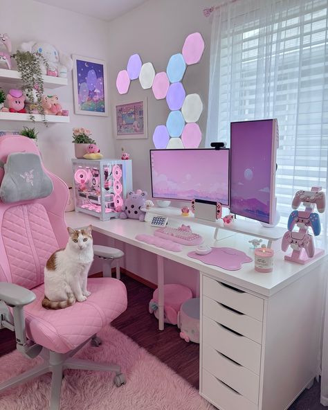 Streaming Room, Ocean Room Decor, Gaming Bedroom, 3 Day Weekend, Gamer Bedroom, Girl Apartment Decor, Cozy Gaming, Ocean Room, Pink Games