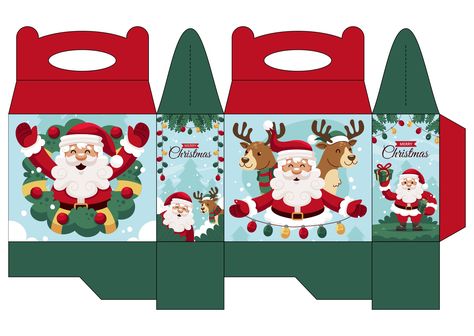 Christmas Gift Basket Ideas Diy, Paper Box Template Free Printable Gift Bags, Santa Box Ideas, Christmas Favor Boxes, Gable Box Template Free Printable, Gift Bag Templates Free Printables, Candy Box Template Free Printable, Box Template Printable Free Patterns, Christmas Box Template