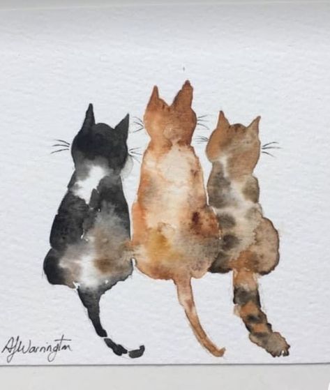 Watercolour Cats, Watercolour Cat, Watercolour Animals, Watercolor Cats, Cats Art Drawing, Watercolour Cards, Learn Watercolor Painting, Paintings For Beginners, Watercolour Ideas