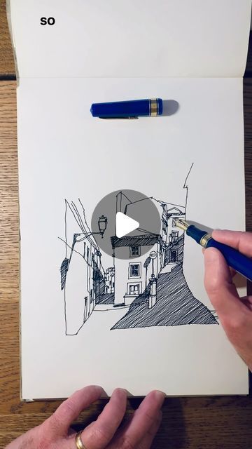 SketchViews on Instagram: "—————-  Lisbon streets, Portugal. This is a practical example from the previous videos.  ———————— Fountain pen: #omas Europa F nib Ink: #montblanc  #art #architecture #teaching #lines #practice #architect #drawingsketch #building #city #urban #perspective #house #reels #artreels #lisbon #lisboa #portugal #europe #slopes #steep #geometry #video" Lisbon Streets, Urban Perspective, Croquis Architecture, Sketching Inspiration, Architecture Drawing Sketchbooks, Building Sketch, Architecture Drawing Art, Architectural Sketch, Perspective Drawing