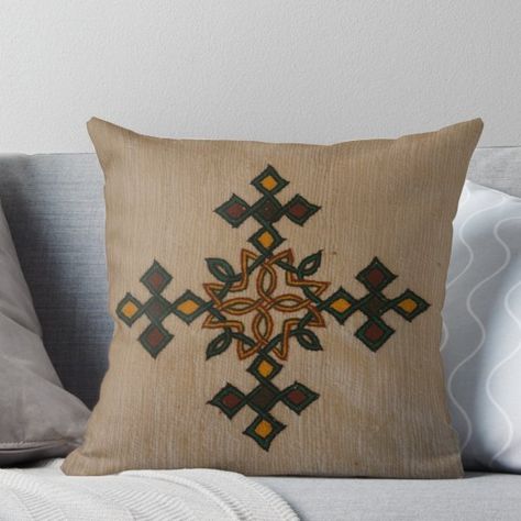 Ethiopian Cross Design Throw Pillow Rastafari Art, Afrocentric Decor, Ethiopian Cross, African Decor, Design Pillow, Mosaic Diy, Art Deco Wedding, Cross Design, Throw Pillow Sizes