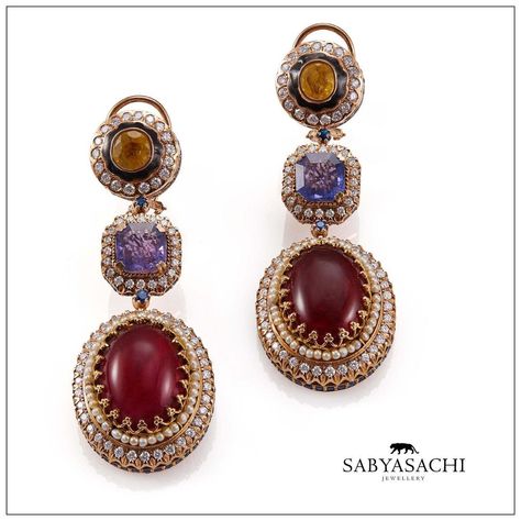 Sabyasachi Earrings, Sabyasachi Collection, Sabyasachi Mukherjee, Sabyasachi Jewelry, Sabyasachi Jewellery, Diamond Jewelry Set, Indian Wedding Jewelry, Indian Jewellery, Blue And Yellow