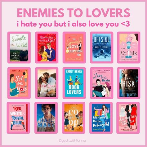 Romance Books Enemies To Lovers, Haters To Lovers Books, Good Books Romance, Recommended Books To Read Romance, Book Lists Must Read Romance, Animes To Lovers Books, Romance Book List, Nothing Like The Movies Book, Enemy To Lovers Books