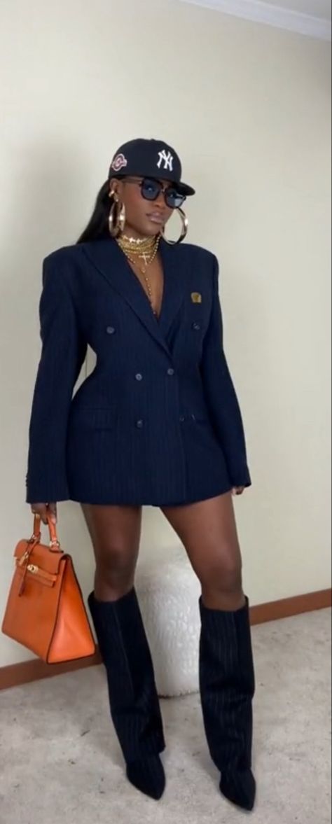 Blue Outfit Ideas Black Women, Blue Outfit Ideas, Outfit Ideas Black Women, Night Out Outfit Classy, Navy Blue Outfit, Outfit Ideas Black, Corporate Baddie, Outfit Classy, Corporate Fashion