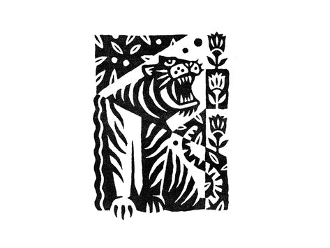 Joshua Noom, Tiger Illustration, Linocut Art, Soyut Sanat Tabloları, A Tiger, Art And Illustration, Illustration Inspiration, Tiger Print, Linocut Prints